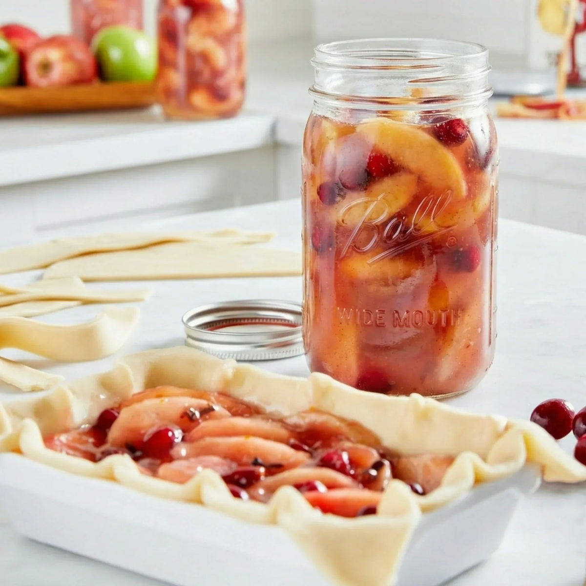 Ball 32 oz Mason Jars, Wide Mouth Quart Canning Jars with Lids and Rings, 12-Pack Large Glass Jars for Home Canning and Fermenting
