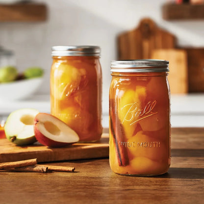 Ball 32 oz Mason Jars, Wide Mouth Quart Canning Jars with Lids and Rings, 12-Pack Large Glass Jars for Home Canning and Fermenting
