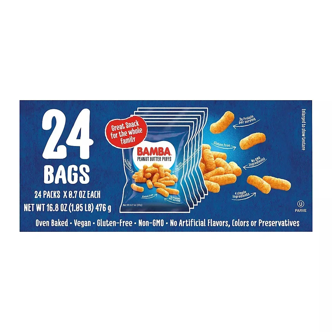 Bamba Peanut Butter Puffs Box, 24 pk.