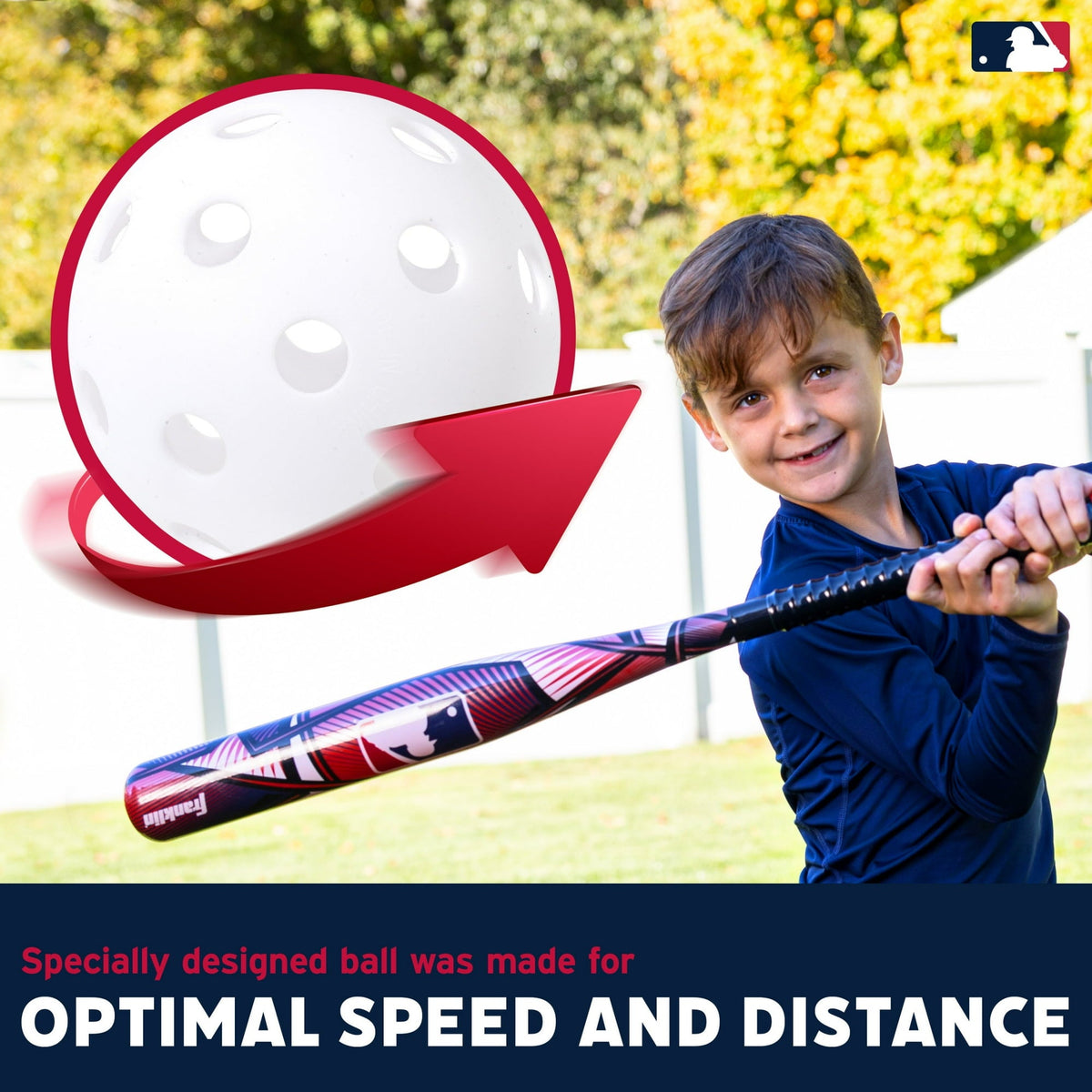 Franklin Sports Kids MLB Slammin' Baseball Bat & Ball Set - Youth Plastic Baseball Bat + Ball - Fun Backyard Toy for Boys + Girls - 30" Pro Style - For Kids Ages 3+ - Red