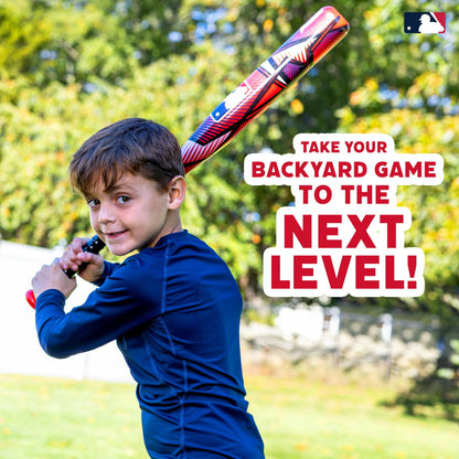 Franklin Sports Kids MLB Slammin' Baseball Bat & Ball Set - Youth Plastic Baseball Bat + Ball - Fun Backyard Toy for Boys + Girls - 30" Pro Style - For Kids Ages 3+ - Red