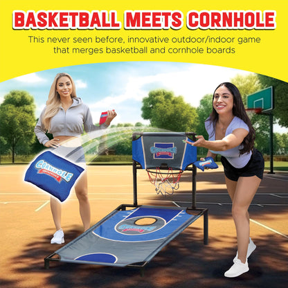 ABetter Design: Cornhole Shootout - 2-In-1 Games, Basketball Meets Cornhole, Yard Sports Play, Carry Bag, Bean Bags, Indoor/Outdoor, Family Ages 6+