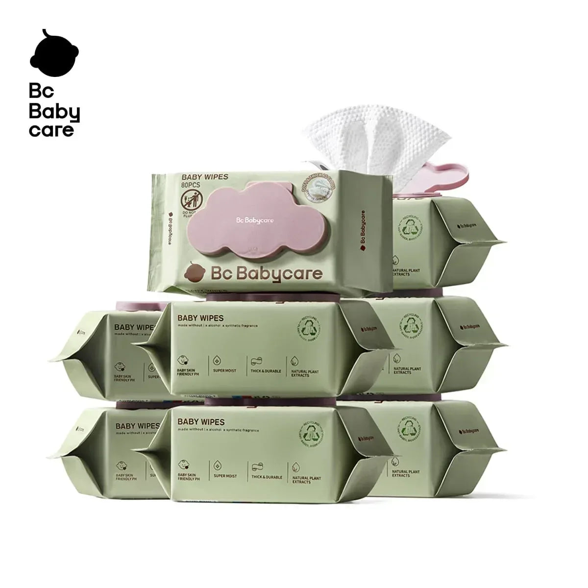 Bc Babycare Sensitive Baby Wipes Unscented, XL Extra Thick,Hypoallergenic,99% Water