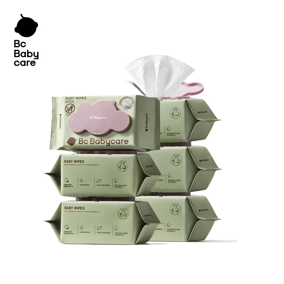 Bc Babycare Sensitive Baby Wipes Unscented, XL Extra Thick,Hypoallergenic,99% Water