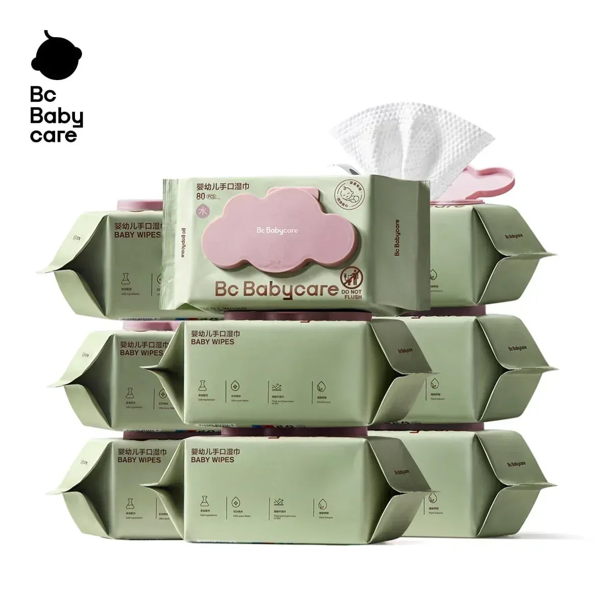Bc Babycare Sensitive Baby Wipes Unscented, XL Extra Thick,Hypoallergenic,99% Water