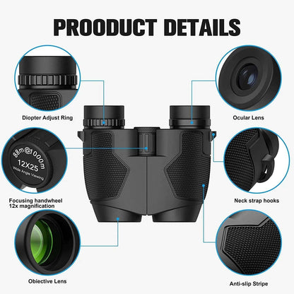Bchangss 10x25 Binoculars for Adults,Kids, Compact Binoculars for Day and Night, Binoculars for Bird Watching Travel Sightseeing Hunting Wildlife Watching Outdoor Sports Games Concerts
