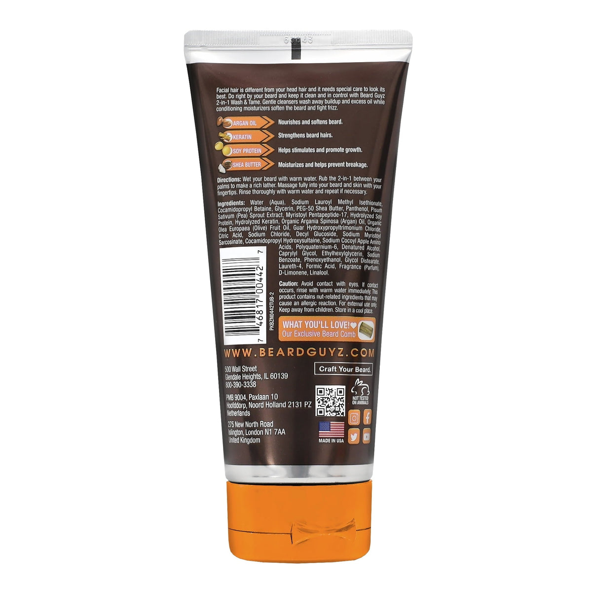 Beard Guyz 2-in-1 Wash & Tame Conditioner, Formulated with Natural Ingredients, 6.7 oz