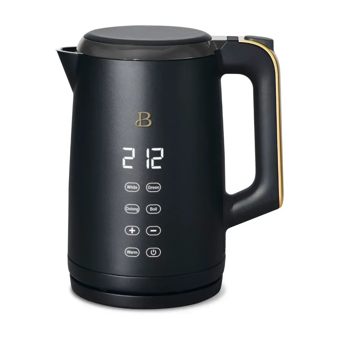 Beautiful 1.7-Liter Electric Kettle 1500 W with One-Touch Activation, sesame black by Drew Barrymore