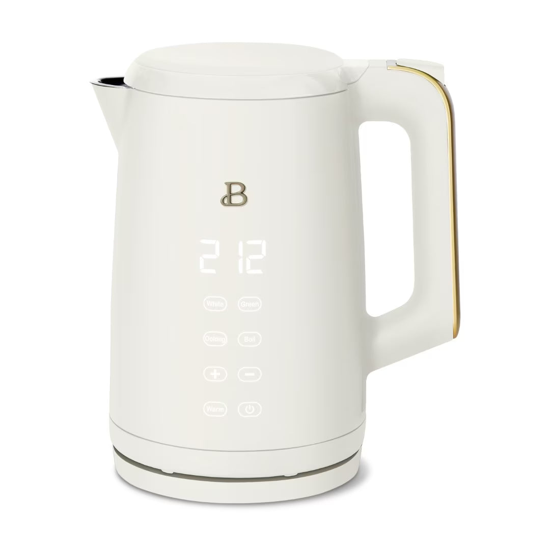 Beautiful 1.7-Liter Electric Kettle 1500 W with One-Touch Activation, sesame black by Drew Barrymore