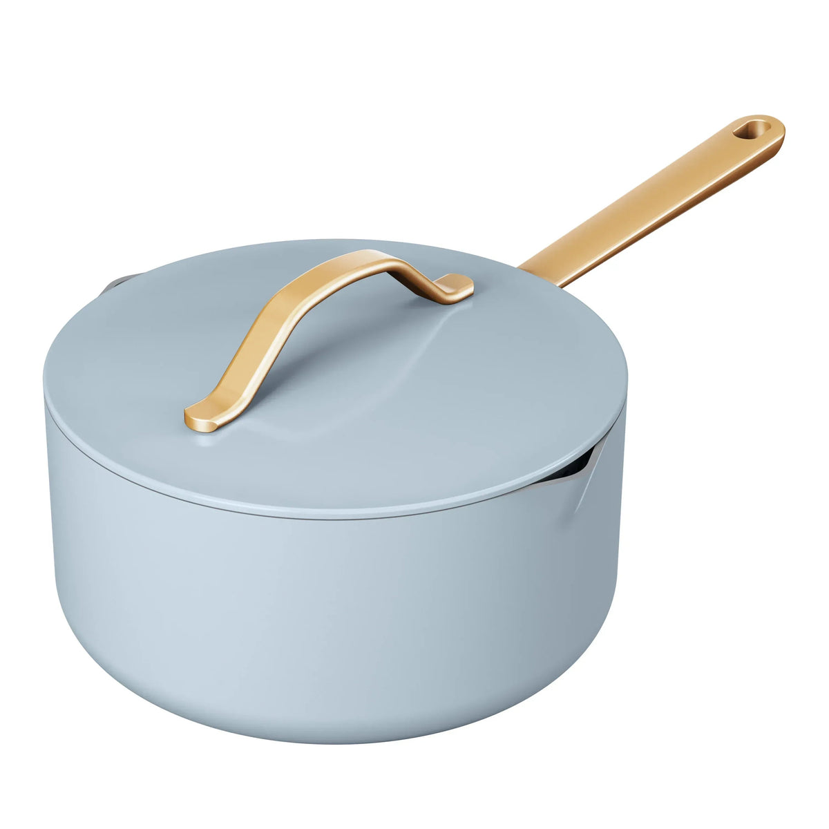 Beautiful 3 Quart Ceramic Non-Stick Covered Sauce Pan with Strainer Lid, Black Sesame by Drew Barrymore