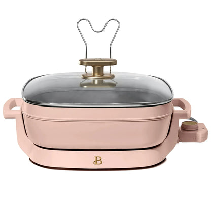 Beautiful 5 in 1 Electric Skillet - Expandable up to 7 Qt with Glass Lid, Black Sesame by Drew Barrymore