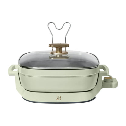 Beautiful 5 in 1 Electric Skillet - Expandable up to 7 Qt with Glass Lid, Black Sesame by Drew Barrymore