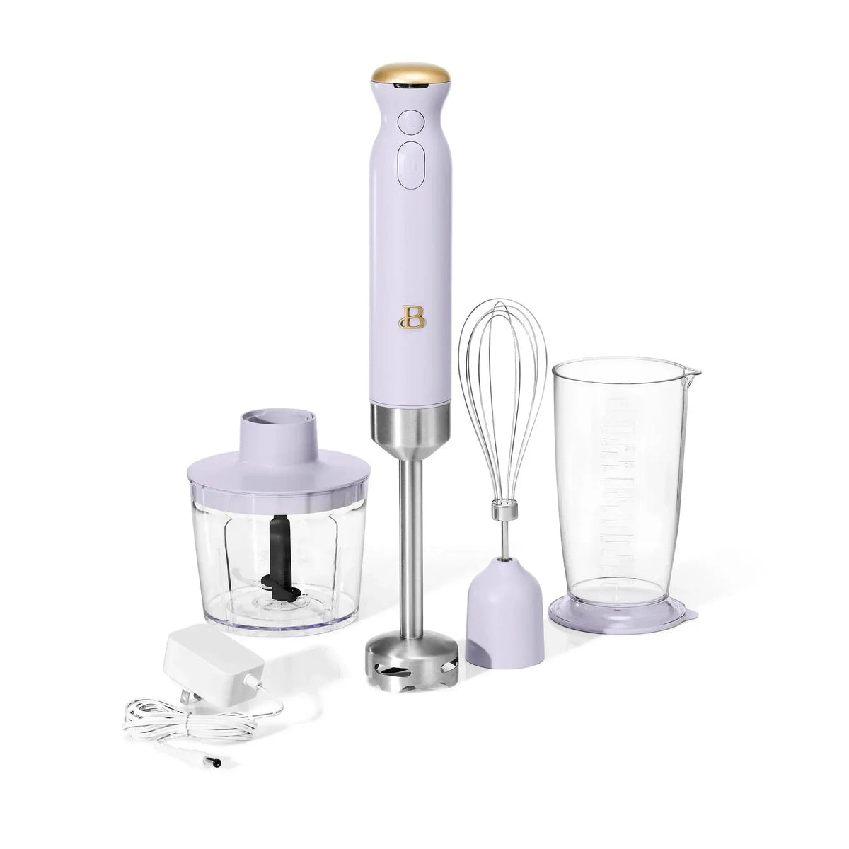 Beautiful Cordless Immersion Blender with Chopper, Whisk & Measuring Cup, White Icing by Drew Barrymore