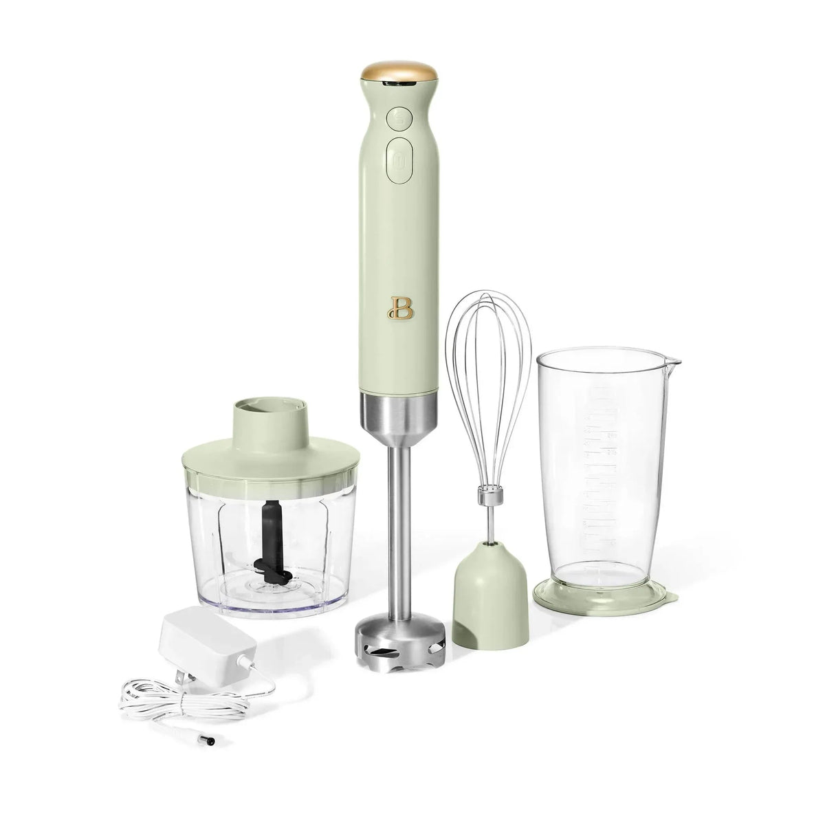 Beautiful Cordless Immersion Blender with Chopper, Whisk & Measuring Cup, White Icing by Drew Barrymore