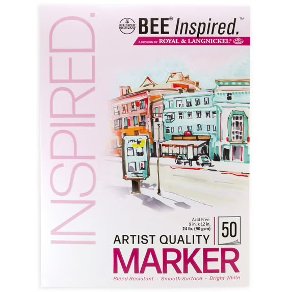 Bee Paper - Bee Inspired 9"x12" Marker Paper Pad, 50 Sheets, Top Tape, 24lb. 90GSM