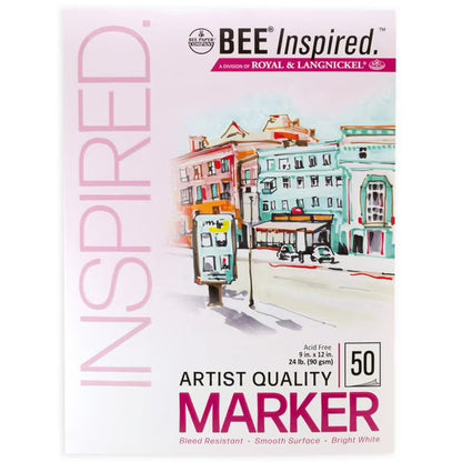 Bee Paper - Bee Inspired 9"x12" Marker Paper Pad, 50 Sheets, Top Tape, 24lb. 90GSM