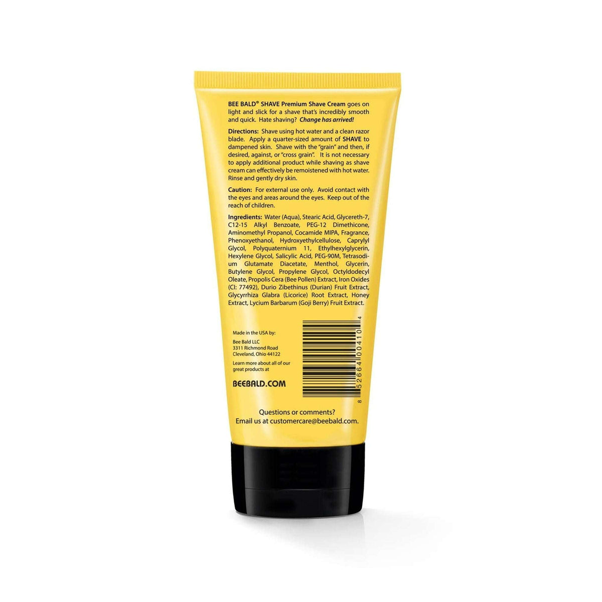 Bee Bald SHAVE Premium Shaving Cream for Men, Smooth & Quick Shave for Face and Head, 6 fl oz