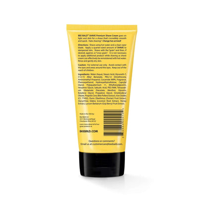 Bee Bald SHAVE Premium Shaving Cream for Men, Smooth & Quick Shave for Face and Head, 6 fl oz