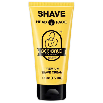 Bee Bald SHAVE Premium Shaving Cream for Men, Smooth & Quick Shave for Face and Head, 6 fl oz