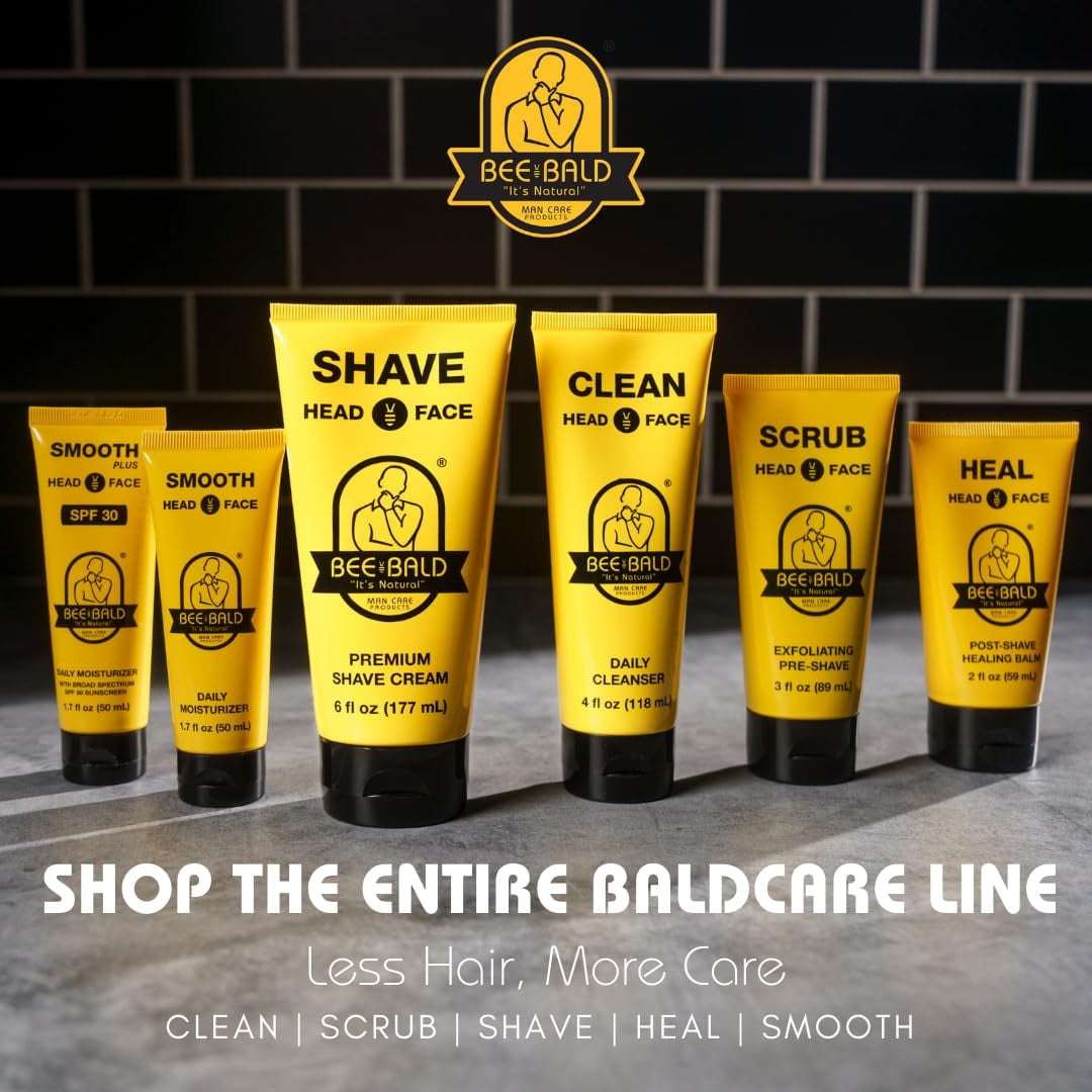 Bee Bald SHAVE Premium Shaving Cream for Men, Smooth & Quick Shave for Face and Head, 6 fl oz