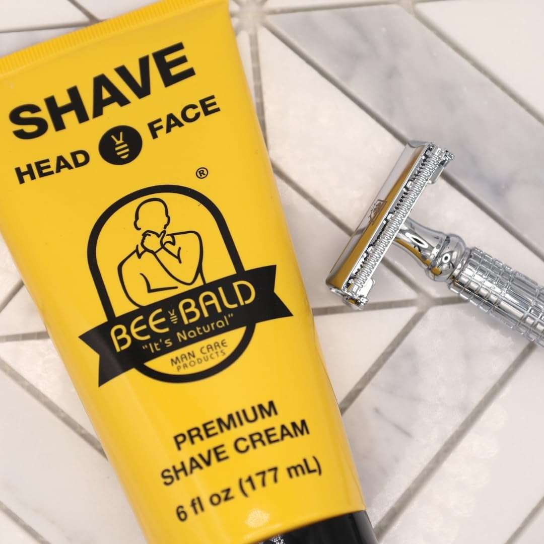 Bee Bald SHAVE Premium Shaving Cream for Men, Smooth & Quick Shave for Face and Head, 6 fl oz