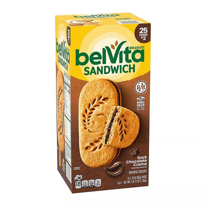 BelVita Dark Chocolate Creme Breakfast Bar Biscuit Sandwiches, 25 pk./1.76 oz.