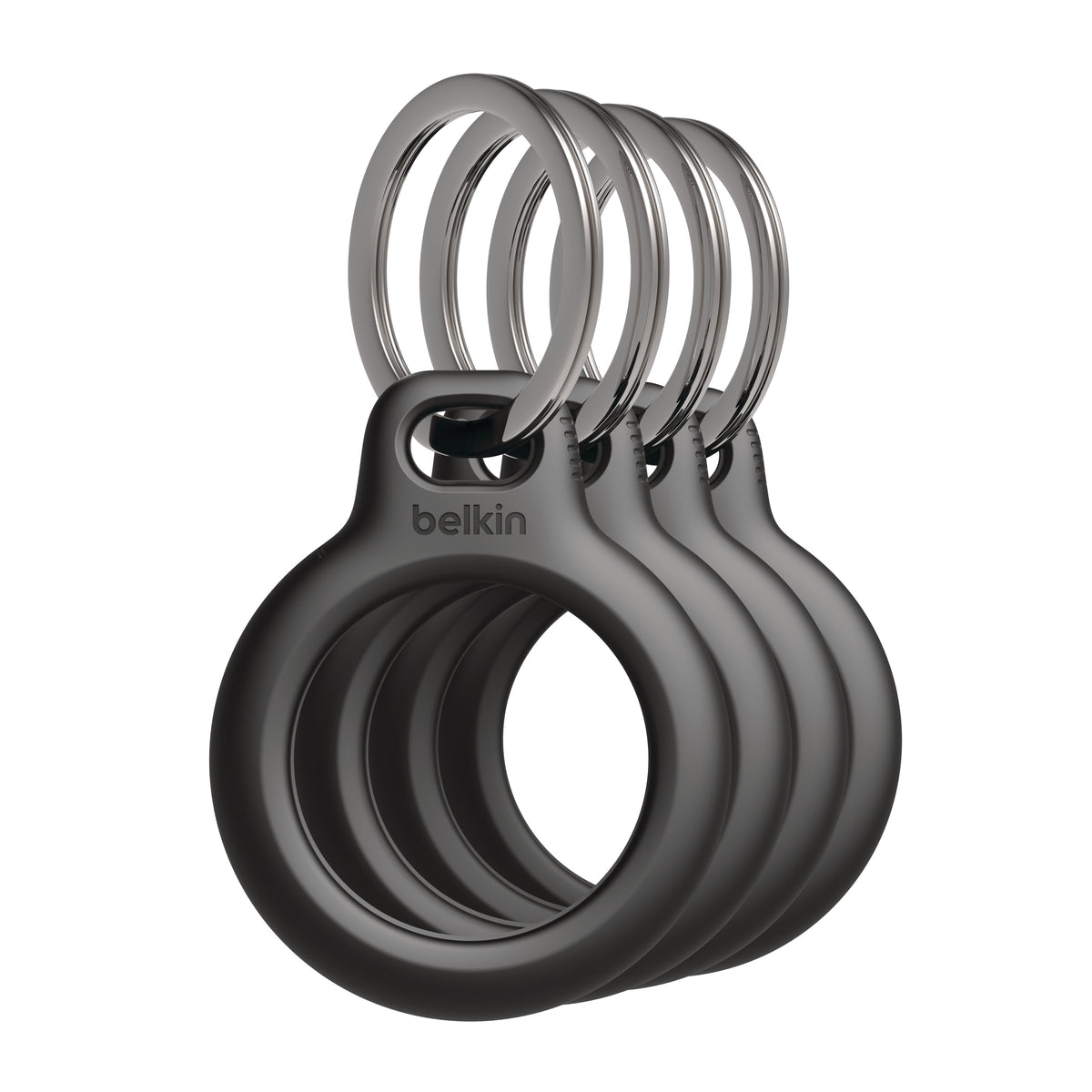 Belkin Apple AirTag Secure Holder with Key Ring Cases 4-Pack Black