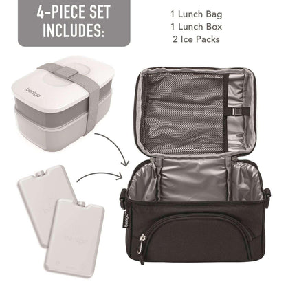Bentgo 4-Piece Deluxe Set With Insulated Lunch Bag, Ice Packs & Bento Classic