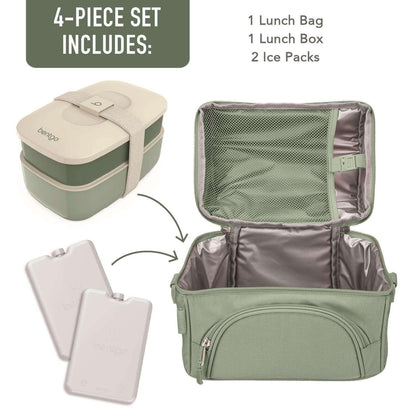 Bentgo 4-Piece Deluxe Set With Insulated Lunch Bag, Ice Packs & Bento Classic