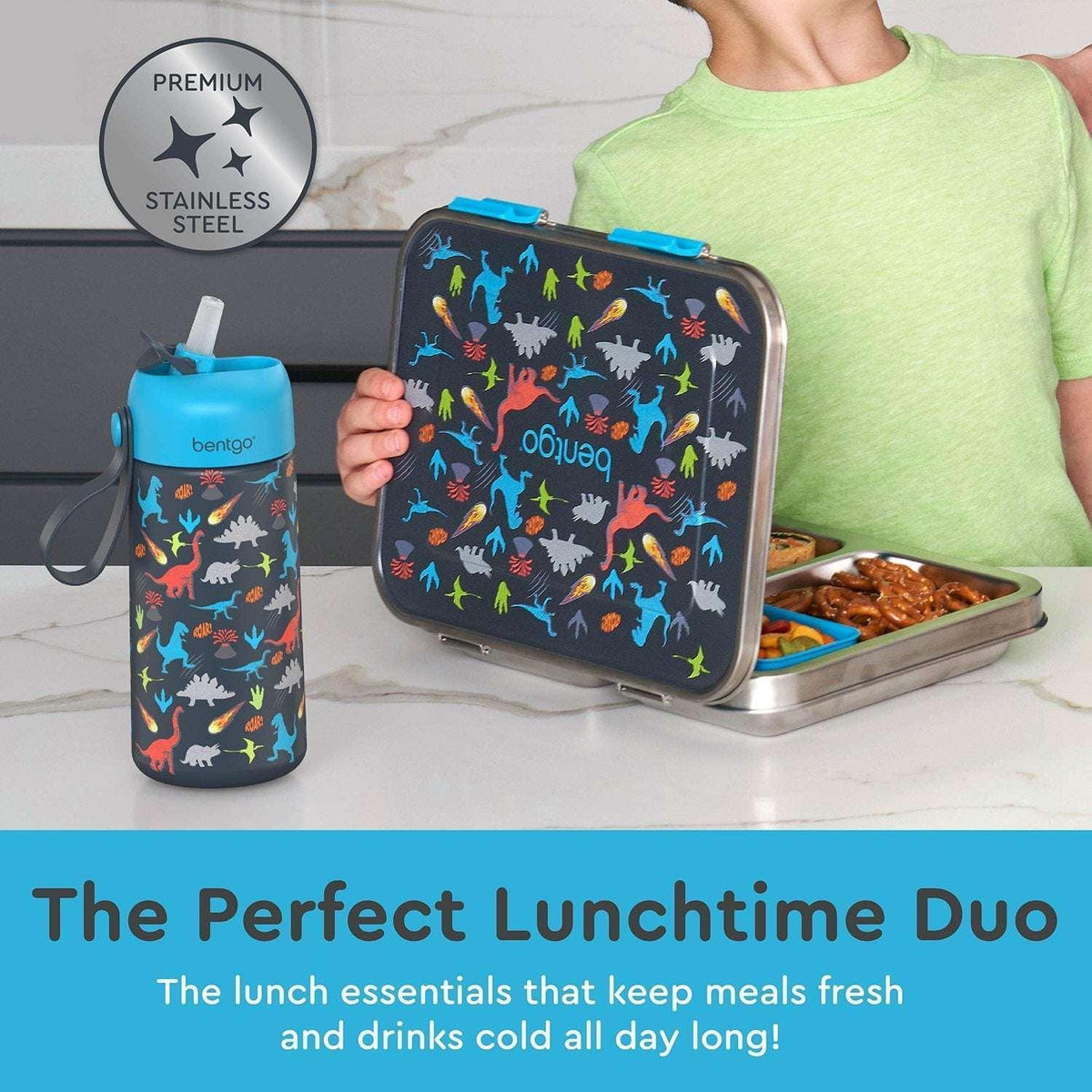 Bentgo Kids 2-Pack Stainless Steel Lunch Box & Water Bottle Set