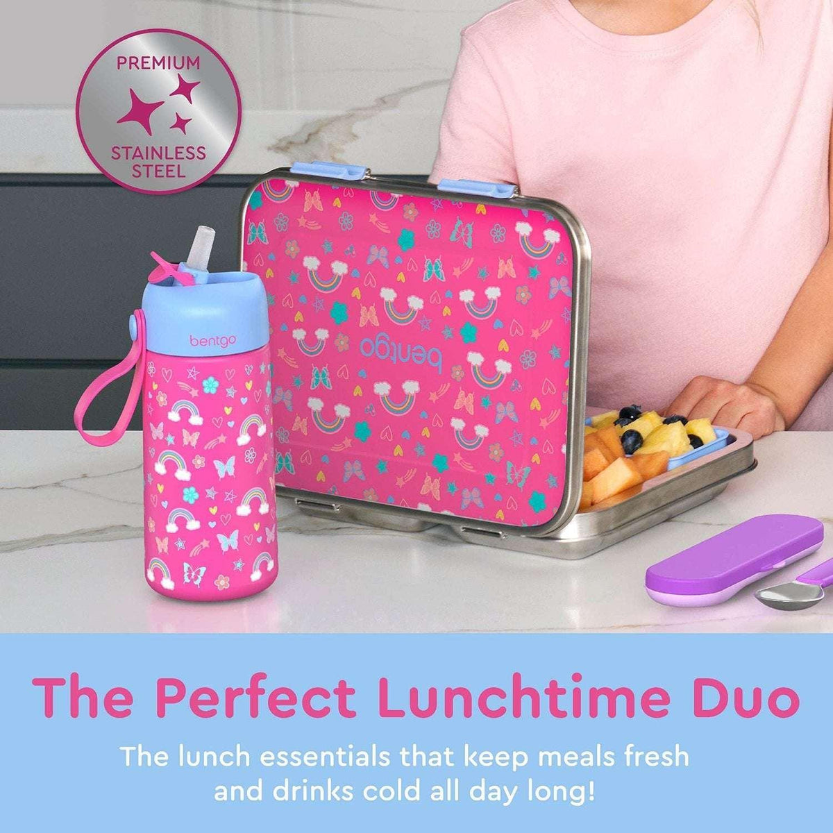 Bentgo Kids 2-Pack Stainless Steel Lunch Box & Water Bottle Set