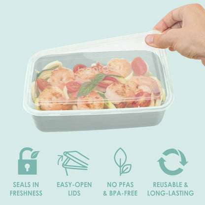 Bentgo Prep - 20-Piece 1-Compartment Reusable Meal Prep Containers with Lids, PFAS & BPA Free Materials, Durable, Microwave, Freezer, & Dishwasher Safe To Go Food Storage