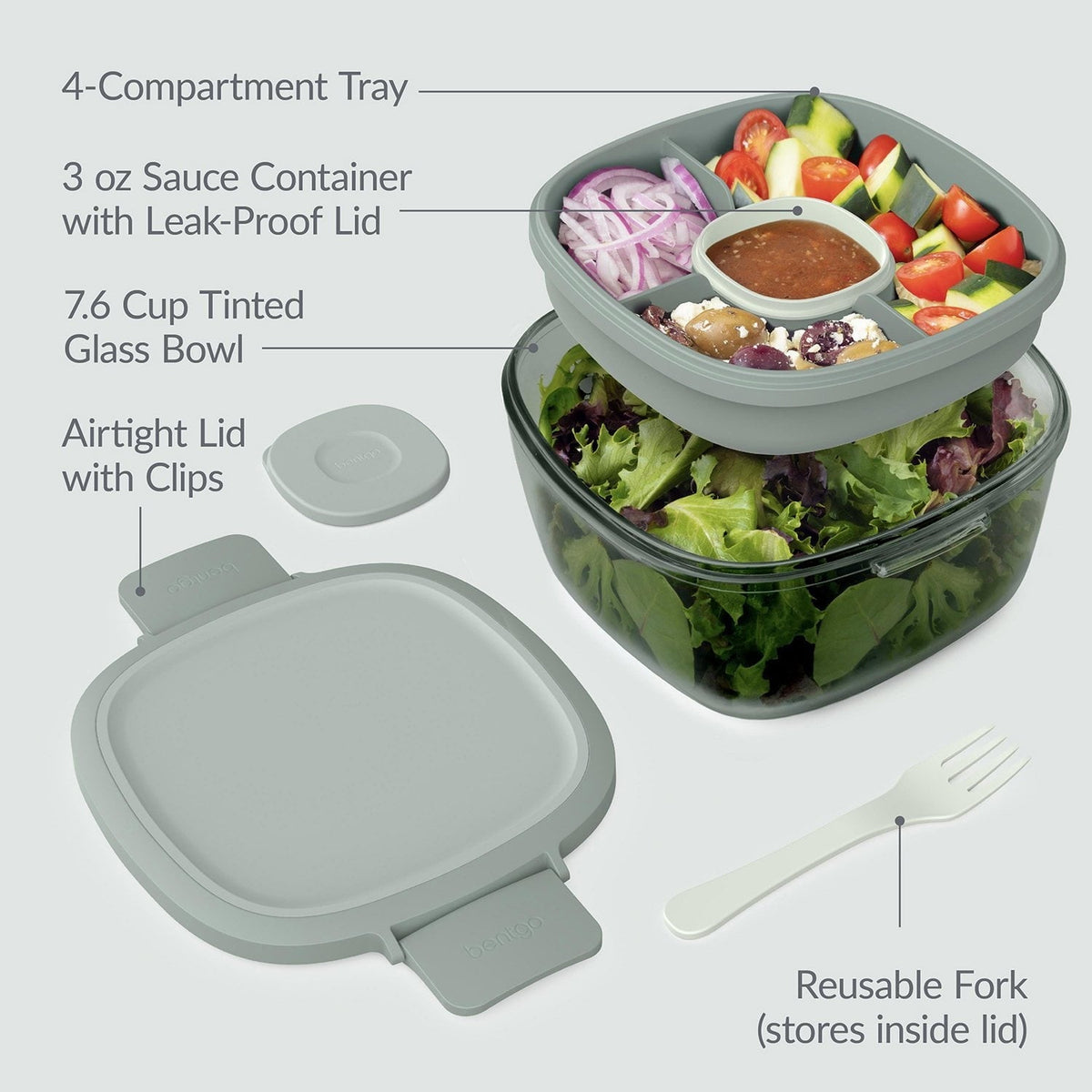 Bentgo All-in-One Tinted Glass Salad Container