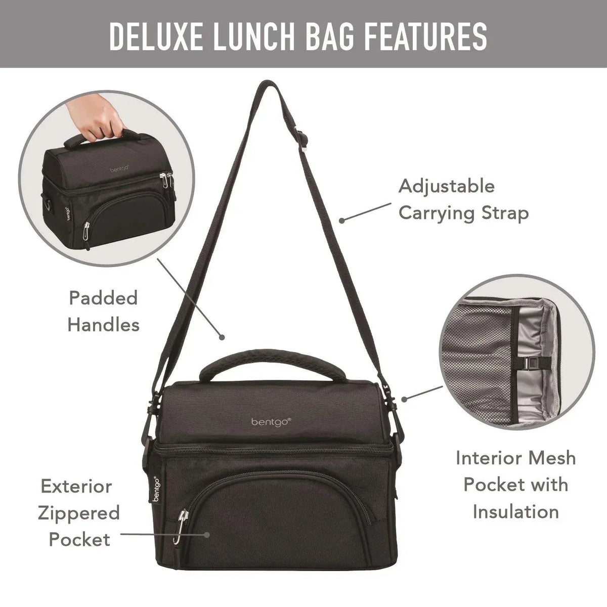 Bentgo 4-Piece Deluxe Set With Insulated Lunch Bag, Ice Packs & Bento Classic