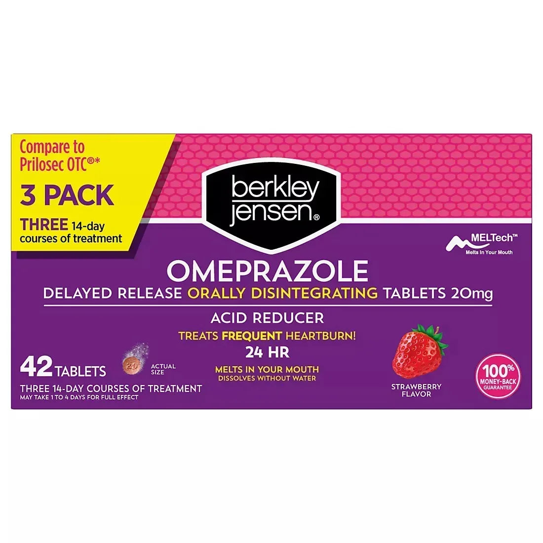 Berkley Jensen Omeprazole 20 mg Orally Disintegrating Acid Reducer Tablets, 42 Count
