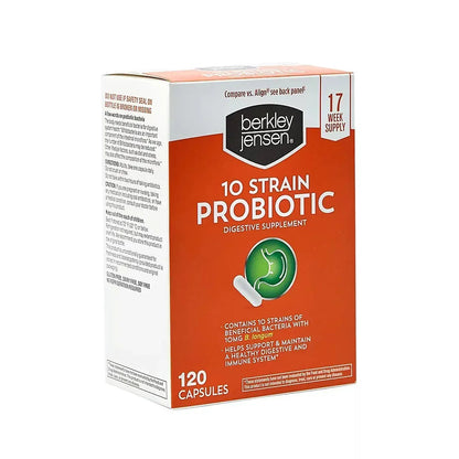 Berkley Jensen Natural 10-Strain Probiotic Dietary Supplement, 120 Capsules