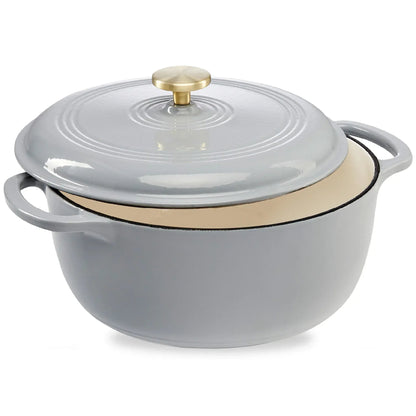 Best Choice Products 6 Quart Enamel Cast-Iron Dutch Oven, Heavy-Duty Cookware w/ Dual Handles, Lid - Black Licorice
