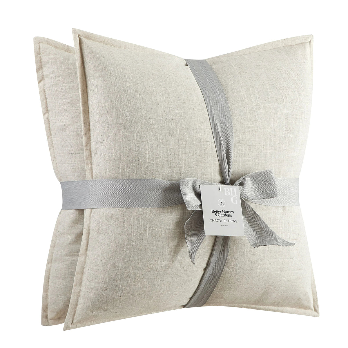 Better Homes & Gardens 2-Pack Linen Pillows, 20"x20" Brown Basket