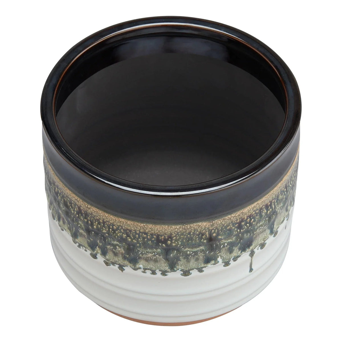 Better Homes & Gardens Round Black Ceramic Nikolaos Plant Planter