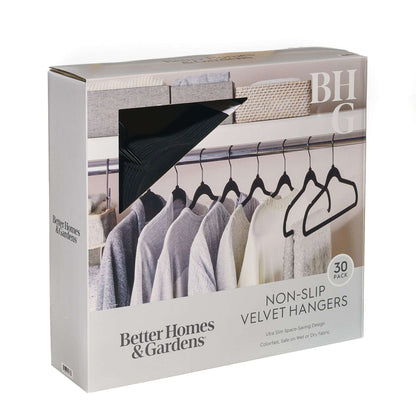 Better Homes & Gardens Velvet Adult Clothing Hangers, Beige, Non-Slip, Space Saving, 30 Count