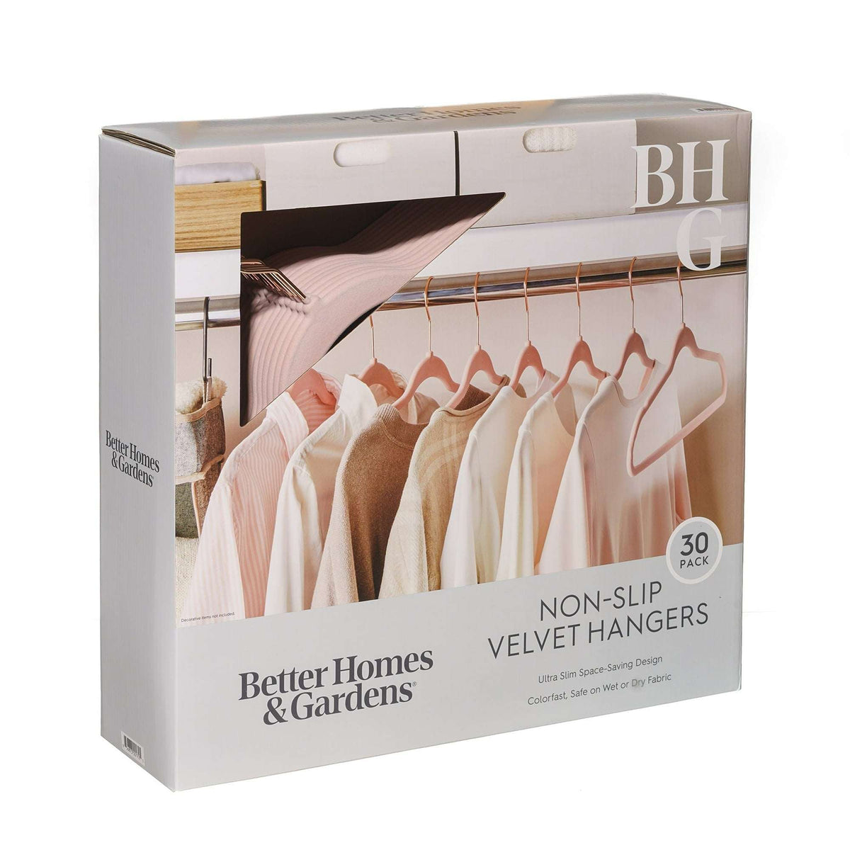Better Homes & Gardens Velvet Adult Clothing Hangers, Beige, Non-Slip, Space Saving, 30 Count