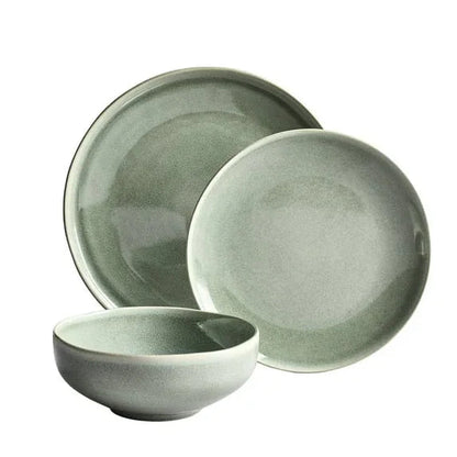 Better Homes & Gardens Brooks 12-Piece Stoneware Dinnerware Set, Gray