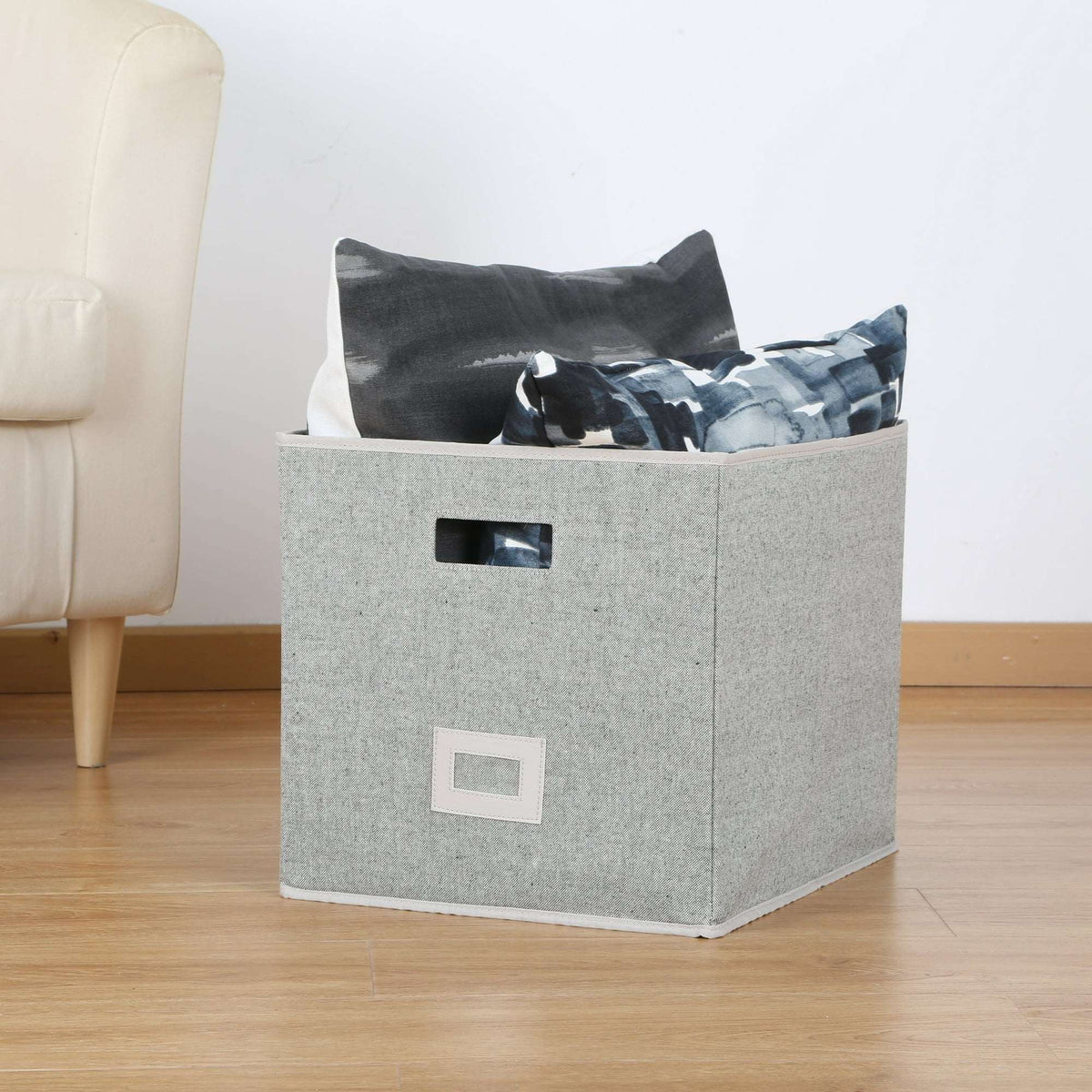 Better Homes & Gardens Cube Storage Bin with Handles, 12.75in W x 15in D x 12.75in H - Polyester & Cotton