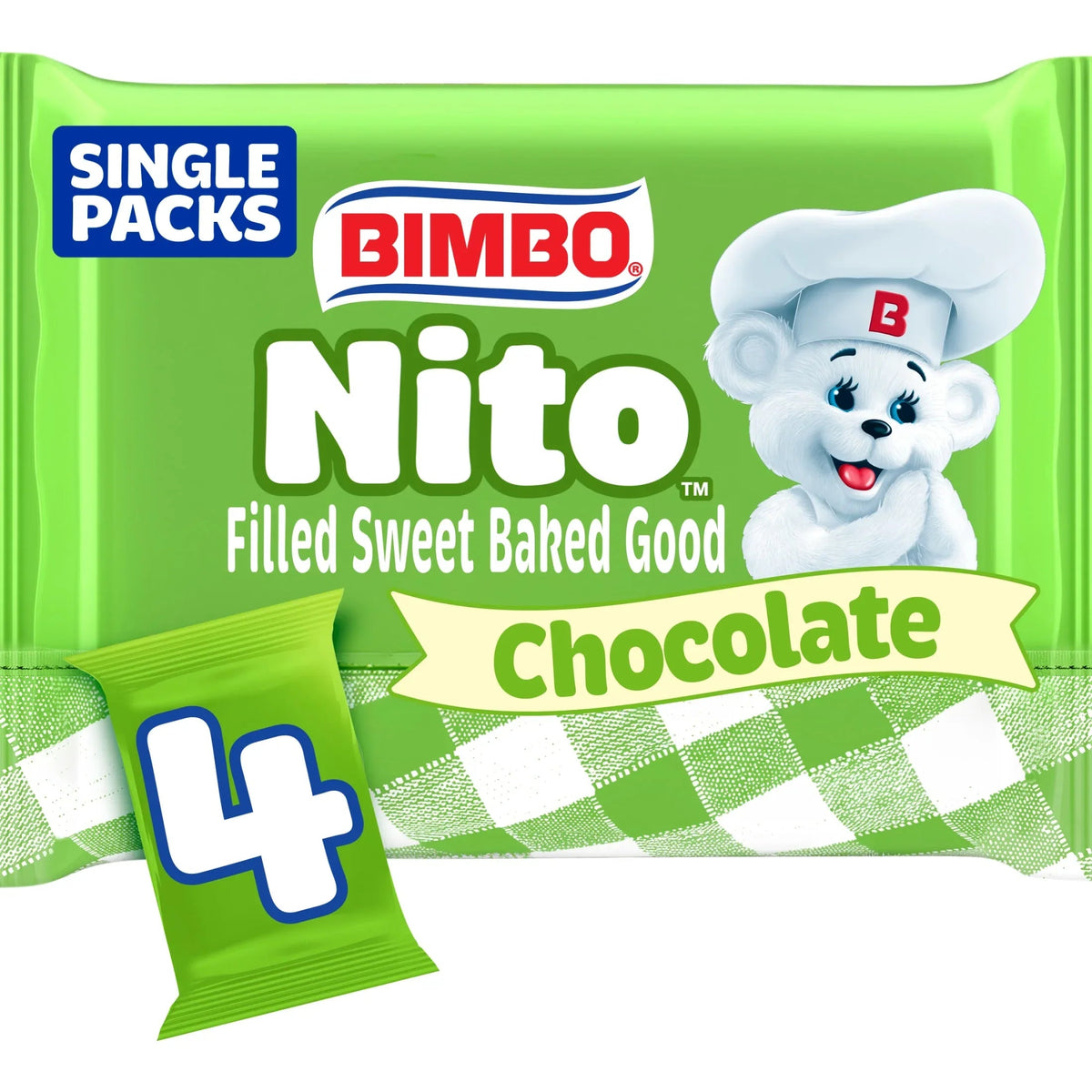 Bimbo Nito Chocolate Crème Filled Sweet Baked Good, 4 packs, Eclairs, 8.76 oz Multipack