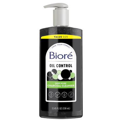 Biore Deep Pore Charcoal Daily Face Wash Care for Dirt & Makeup Removal, for Skin Care, 11.45 fl oz