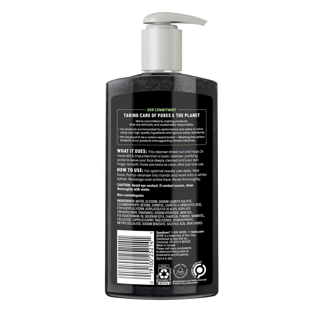 Biore Deep Pore Charcoal Daily Face Wash Care for Dirt & Makeup Removal, for Skin Care, 11.45 fl oz