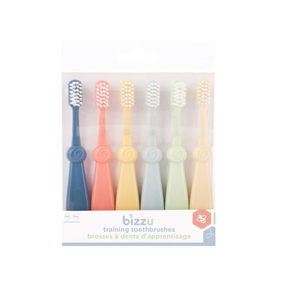 Bizzu Training Toothbrush Set, Infant & Toddler, 0-3 Years, Gentle on Sensitive Gums, 6 Count