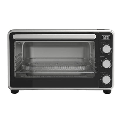 Black + Decker Crisp 'N Bake PRO 6-Slice Air Fryer Toaster Oven with Basket, Pan, Rack & Tray, Stainless Steel