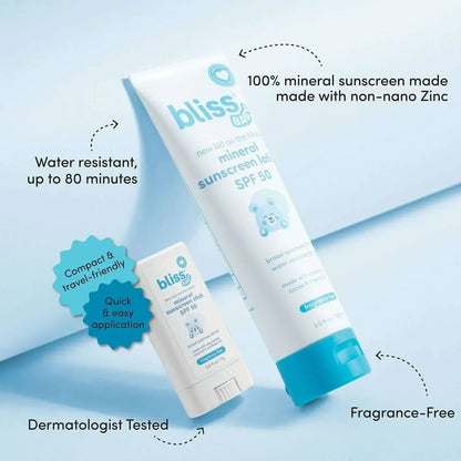 Bliss Baby Mineral Lotion & Stick, SPF 50, Sunscreen Set