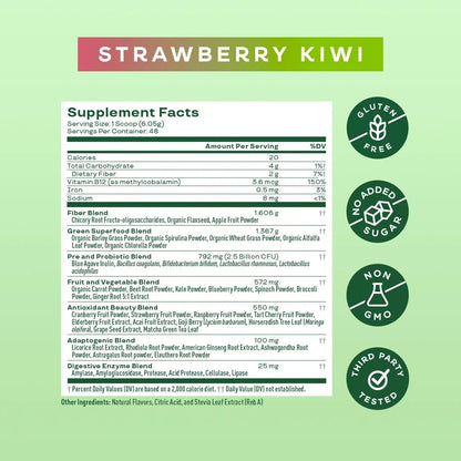 Bloom Nutrition Greens & Superfoods Powder, Strawberry Kiwi, 0.5 lbs.